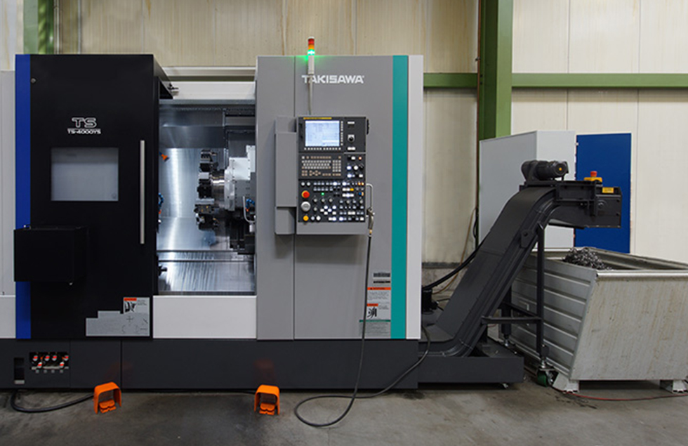 mechanische metallbearbeitung schoenebeck mierwald cnc drehzentrum Takisawa TS 4000YS Takisawa-TS-4000YS drehen maschine bearbeitungszentrum rotationssymmetrische Werkstücke bedienpult gegenspindel